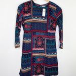 Abercrombie & Fitch Abercrombi Multi-Color Boho Long Sleeve Dress Women XS Artsy Retro 70s Photo 0