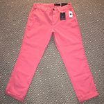 Gap New Girlfriend Twill Stripe Chino Pants Pink Straight Leg Relaxed Fit Size 2 Photo 2