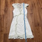 Three Floor  Womens White Lace in Line Mini Dress Frilly Ruffles Size 6 Small Photo 11