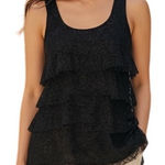 EXPRESS Stunning Black Iridescent Lace Tiered Tank Top NWT $49 Size XS Photo 0