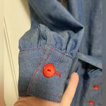 Novis Denne Vintage Blue Denim with Red Accents Button Front Dress Size M Photo 3