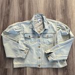 Flax +Field Light Blue Denim Jacket 2X Puff Sleeve. Photo 4
