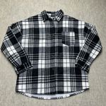Source Unknown Black and White Plaid Flannel Shirt Jacket with Sherpa Lining Warm Oversized Med Photo 0