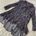 Maeve  Blue Whimsy Fairy Tie Neck Anthropologie Small Shirt Blouse Floral Photo 2