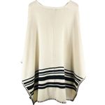 360 Cashmere  Women's Cream Black Cape Shawl Poncho Soft Cozy Cashmere Wool Small Photo 1