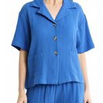 Elan 100% Cotton Cover-Up Camp Shirt Large Bright Blue NWT Large Photo 0