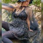 Lulus  Favorite Moment Black & Gold Star Print Backless Skater Dress  Photo 3