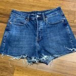 Old Navy Sky Hi A Line Denim Shorts Womens Size 6 Raw Hem Blue Button Fly Summer Photo 0