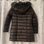 Laundry by Shelli Segal Quilted Puffer Coat Faux Fur Hood Coffee/Brown Medium Photo 5