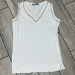 D. Exterior white vneck beaded and gold lurex tank NWOT retail $170 Italy‎ Photo 6