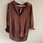 Urban Outfitters NWT brown silky button down Photo 1