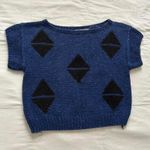 Liz Claiborne  vintage Navy blue sweater black diamond knit detail Size small Photo 0