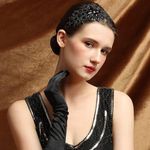 RHINESTONE Beaded 1920s Great Gatsby Vintage Bride Headpiece Flapper Headband Black Photo 5