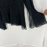 J Laxmi Black All Over‎ Beading Sheer Chiffon Flate Sleeve Asymmetrical Blouse Size XL Photo 8