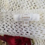 Entro  Women's Floral Print Mini Dress‎ Crochet Knit Long Sleeve Cream Boho M Photo 6