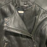 Halogen Leather Zip front Moto Jacket S 19.5” p2p Black $250 Retail EUC Photo 2