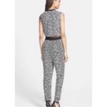 ASTR the Label Black White Print Jumpsuit Cutout Back Large Neutral Minimalist Photo 3