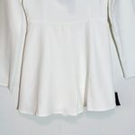Lulus  White Long Sleeve Romper with Pearl Neckline NWT Size Medium Bridal Romper Photo 4