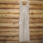 Pisarro Nights Nights Blush Beige Beaded Sequin Gown Dress 10 Tan Photo 8