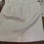 Le Suit  Metallic Skirt Suit Set Women's Size 14 Holiday 2 Piece Silver Cotton Photo 11
