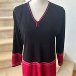 Misook Exclusively Black & Raspberry Red Striped Knit Blouse Photo 0