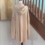 Kerri Rosenthal Ribbed Mid Length Cardigan Oversized with Hoodie and Stritch Pink Size XL Photo 2