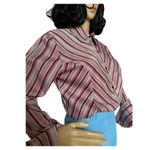 American Vintage Vintage 70's Retro stripped bouse dagger collar large fold back cuffs size large Photo 4