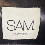 SAM. Isabel Vegan Down Puffer Jacket Faux Leather Stowaway Hood Saddle Brown S Photo 5