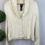 City Knit Ivory Chunky Button Up Long Sleeve Cardigan Sweater XL Photo 0