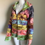 Rainbow Patchwork Boho Hippie Tie Dyed Full Zip Hoodie Women’s Size M/L Purple Size M Photo 3