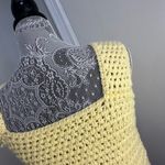 Handmade  Crocheted Yellow & Blue Cropped Tank Top. Wide Straps. Two Tone. Photo 7