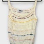 Sufer Paris Knit Stripe Tank Top Cream Rainbow Beach Vacation Style t 14 Yellow Photo 0