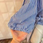 J.O.A. Blue and white striped tie waist business casual blouse size medium Photo 5