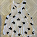 Terez  Women’s White with Black Stars Racerback Tank Top Size S Photo 0