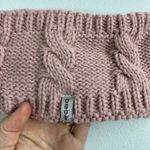 Bebe women's dusty pink faux fur lined crocheted cable knit ear muffs headband Photo 1