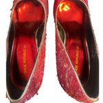 Shoe Republic LA Pink Spiked Confetti Wedged Heels Photo 7