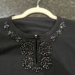 Talbots Black 100% Pure Merino Wool Black Sweater Gemstones 3/4 Sz Petite M Photo 6