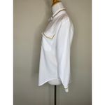 Petite Sophisticate Petite Sophisticates White Metallic Gold Braid Blouse Sz Small Photo 2