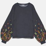 ZARA Sweatshirt With Embroidered Sleeves Photo 0