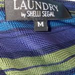 Laundry by Shelli Segal  striped bodycon V-neck long sleeved dress blue green M Photo 4