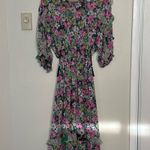 Vtg 80s Sunset Joi Lee Multicolor Floral Satin Georgette Midi Dress Resortwear Pink Size undefined Photo 3