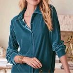 Soft Surroundings  Velvet Boyfriend Tunic Shirt In Atlantic Teal Photo 0