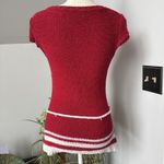 Vintage Red White Preppy Nautical Rope Belted Tunic Sweater East Coast Sz Large Photo 3