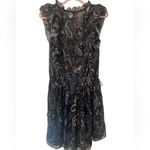 Zadig & Voltaire Mini Dress Rimana Print Paisley Black Beads Ruffle Size small Photo 4