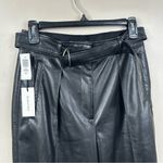 Aritzia NEW  Babaton Vegan Leather Trousers Womens 6 Black Belted Ankle Pants Photo 4