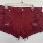 Garage VINTAGE distressed jean shorty short burgundy size 29 Photo 5
