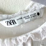 ZARA Swiss Dot Sleeveless Blouse Women's XS Ruffle High Neck Top White Romantic Photo 5