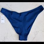 EXPRESS | Dark Blue High Cut Ribbed Bikini Bottoms Photo 3