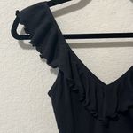 Wilfred  (Aritzia) Ruffle Sleeve Low Back Bodysuit, Black, Size M Photo 2