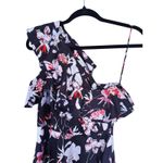 Jason Wu Floral Ruffle Shoulder Midi Dress 0 Black Wedding Guest Event Cocktail Photo 5